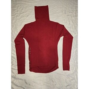 TSE‎ Wool Blend Side Button Turtleneck Sweater Women's Small Red Fine Gauge Knit